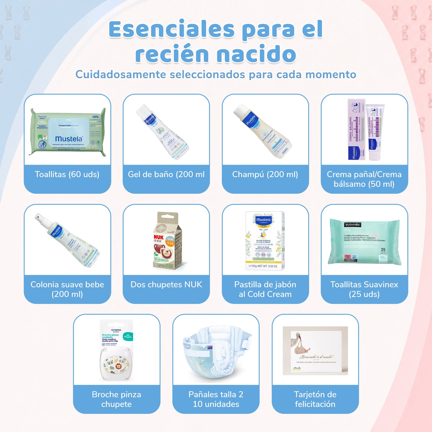 Canastilla Completa de Productos para el Cuidado del Bebé