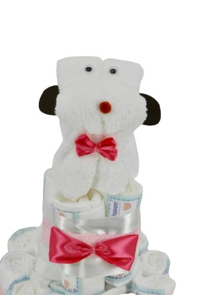 Tarta-de-pañales-Perrito-toalla-blanco-y-rosa-momentosgourmet-2