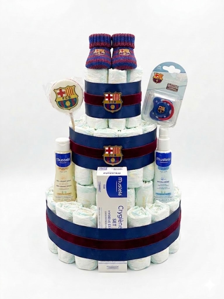 Tarta de pañales F.C. Barcelona Mustela