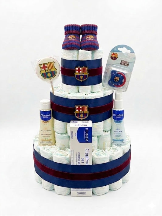 Tarta de pañales F.C. Barcelona Mustela