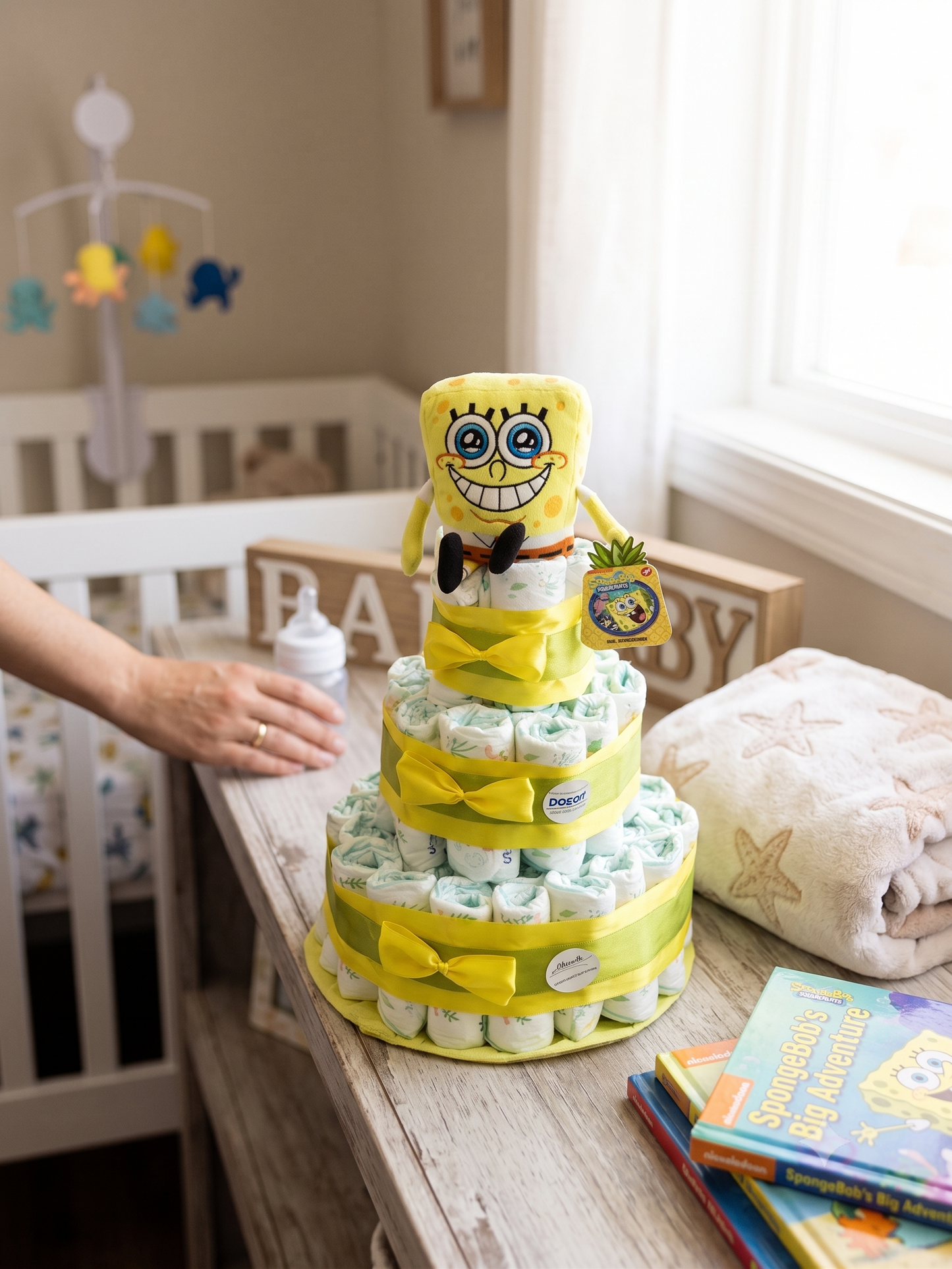 Tarta de pañales Bob Esponja