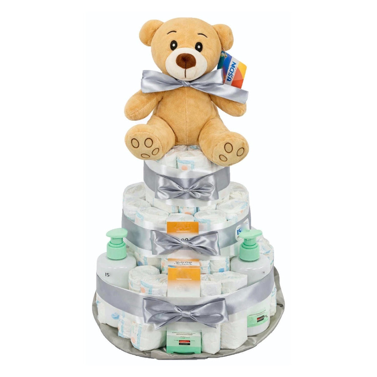 Fotografía de tarta de pañales Isdin gris copia