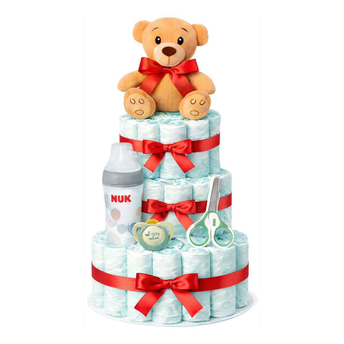 Tarta de pañales NUK, lazo rojo