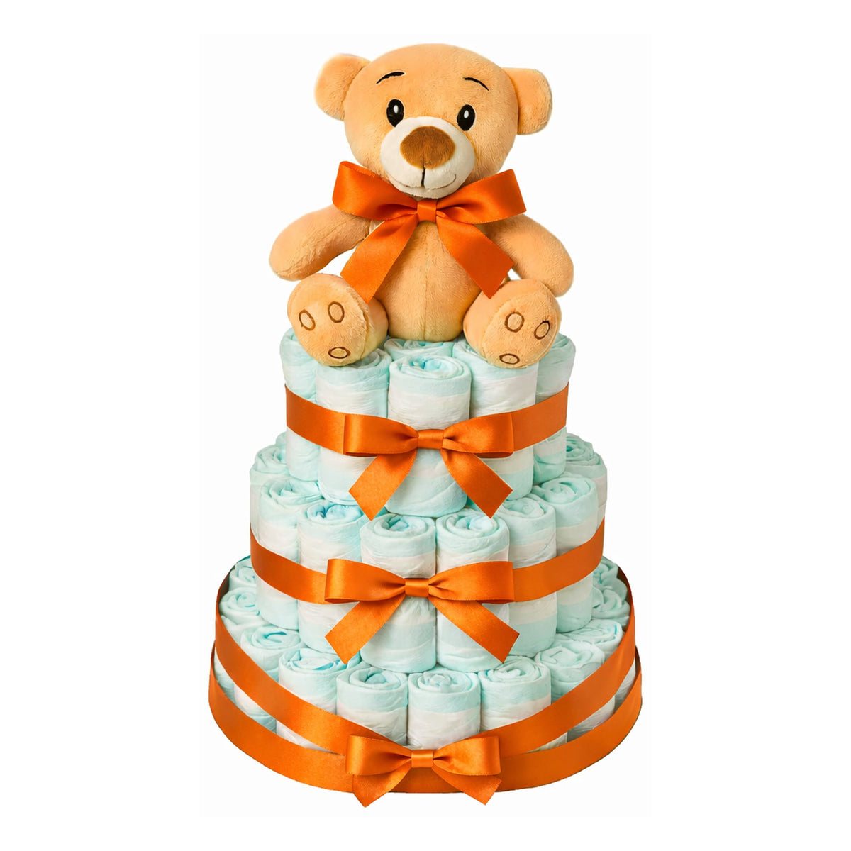 Tarta de pañales Primavera, lazo naranja