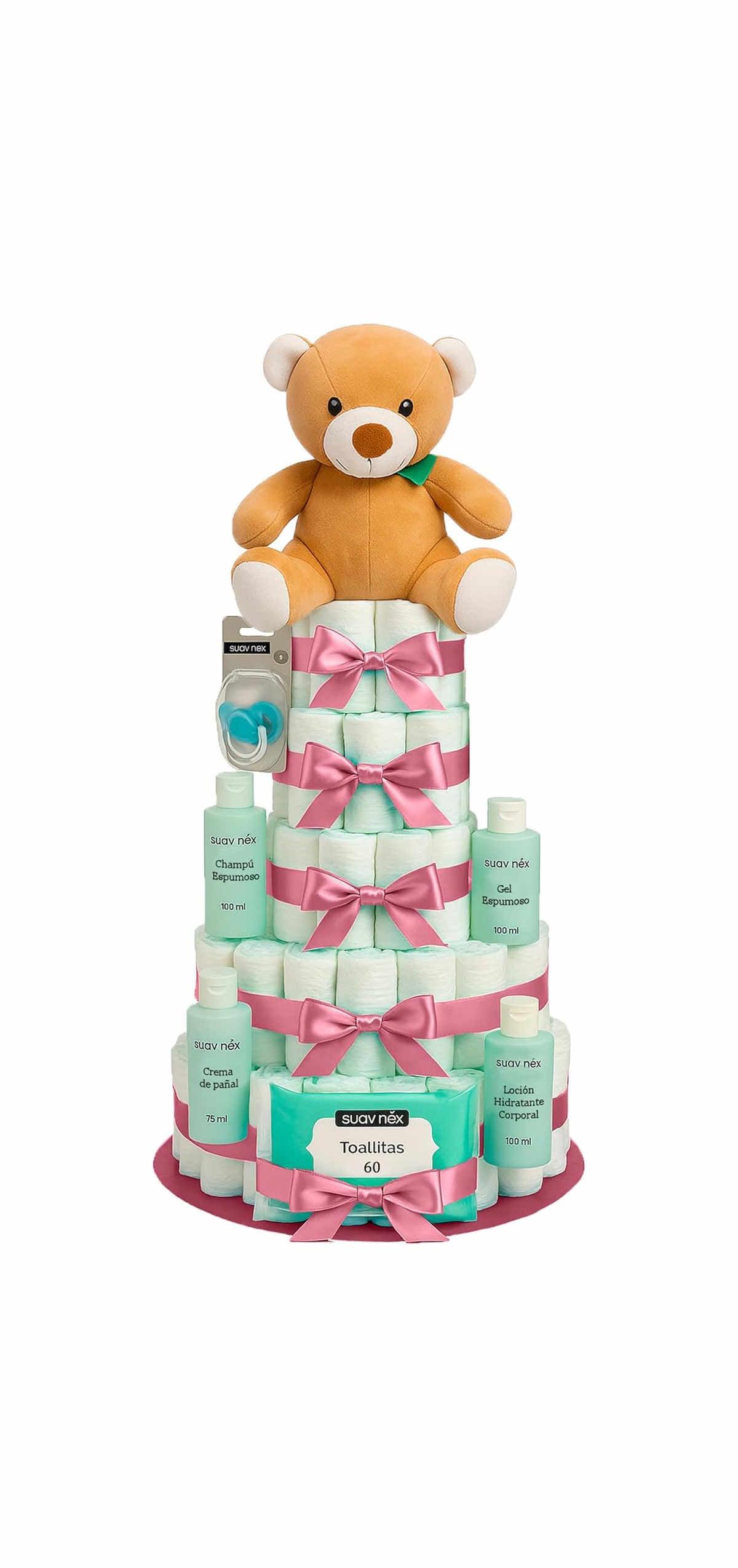 Tarta de pañales Suavinex Magnum XXL rosa - regalo premium bebé MomentosGourmet
