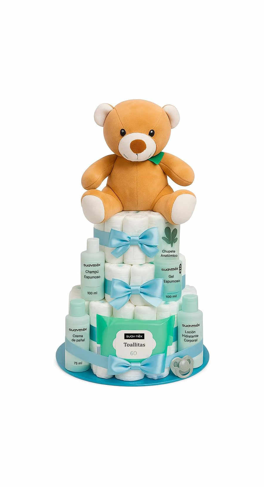 Tarta de pañales Suavinex azul - regalo bebé niño recién nacido MomentosGourmet