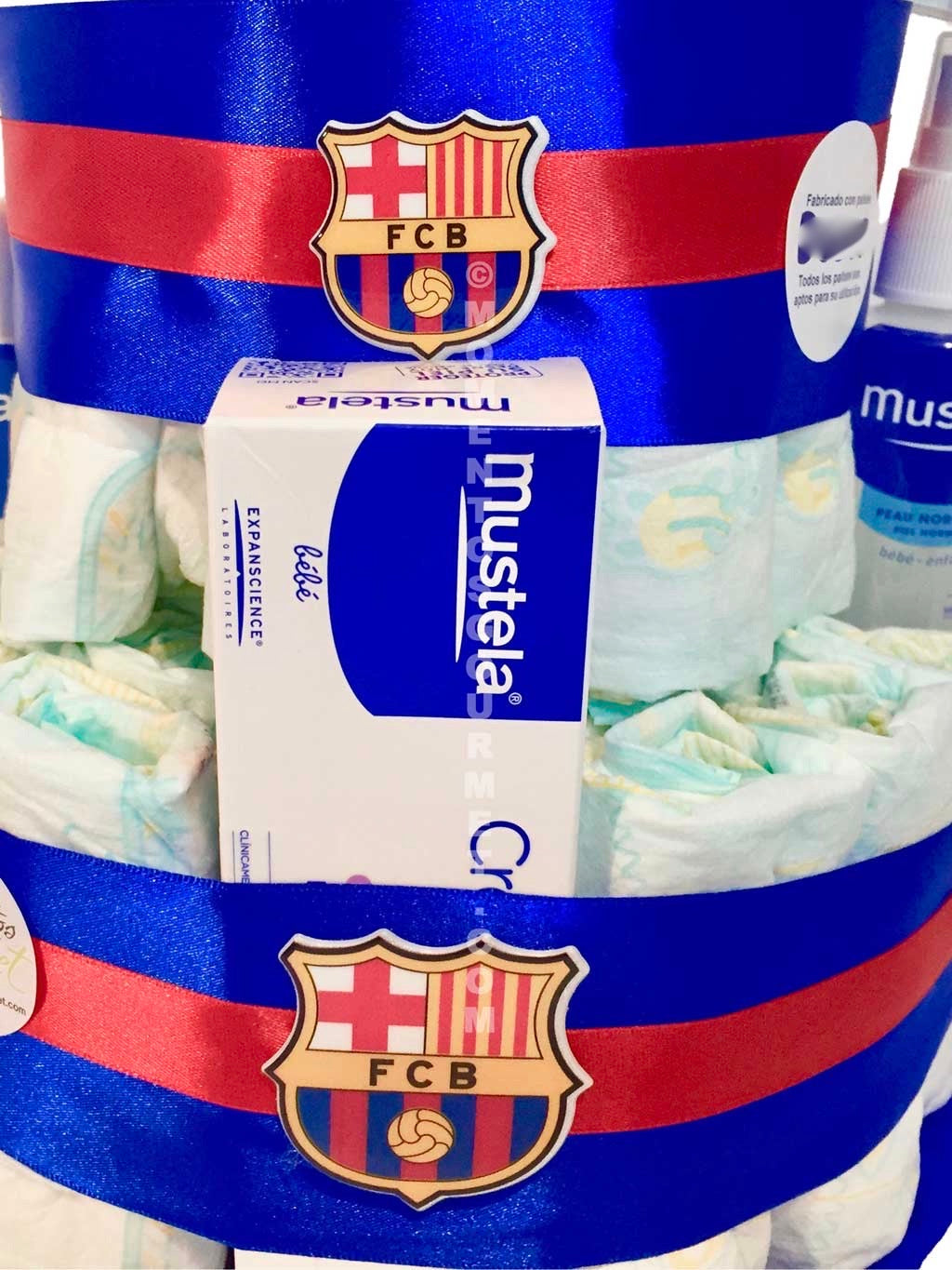 Tarta de pañales F.C. Barcelona Mustela