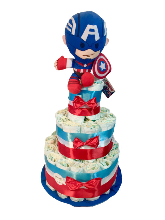 Tarta de pañales DODOT Avengers Capitán América