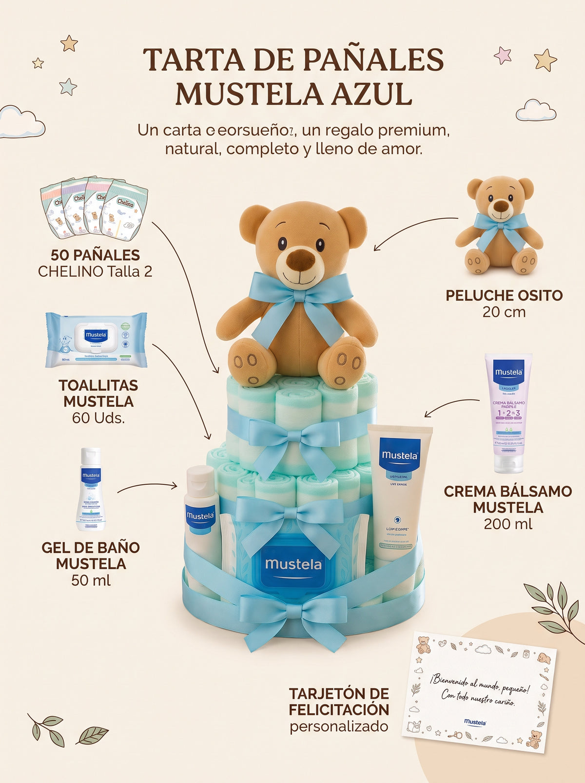 Tarta de pañales MUSTELA