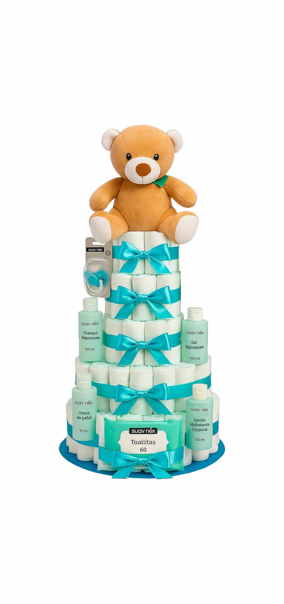 Tarta de pañales Suavinex Magnum XXL azul - regalo premium bebé MomentosGourmet