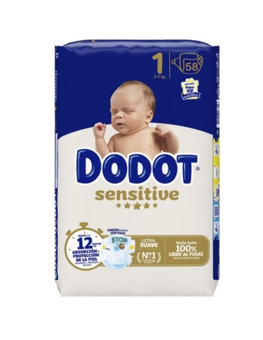 Pañales DODOT Sensitive talla 1 Recién nacido (de 2 a 5 kg)